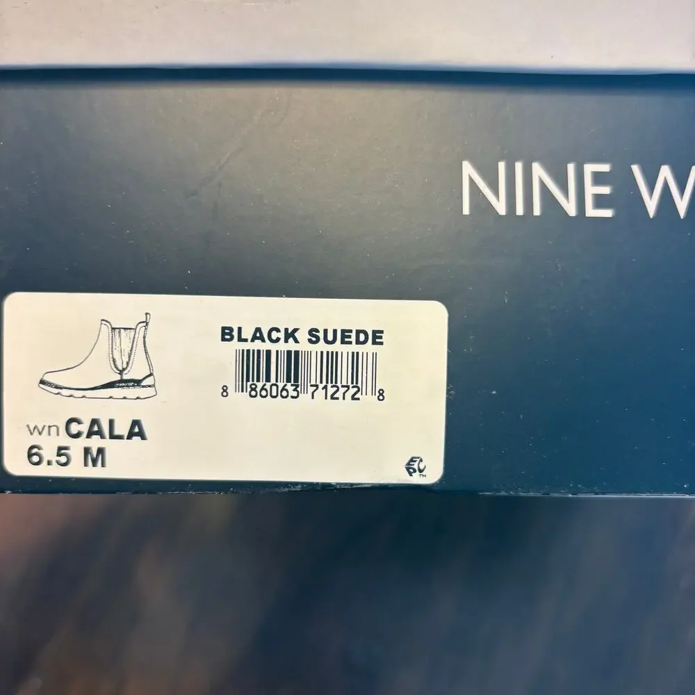 Nine West CALA Suede Slip on Sneaker Boots 6.5 Black NWT Suede Ankle Booties
